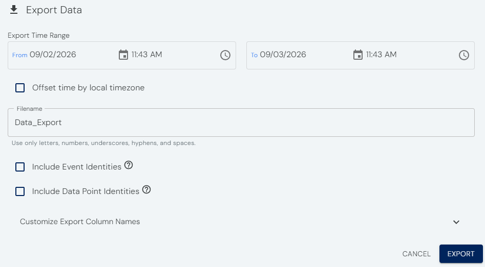 Export Data Dialog