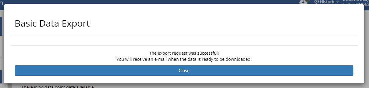 User Guide Base Data Export Confirmation Screen